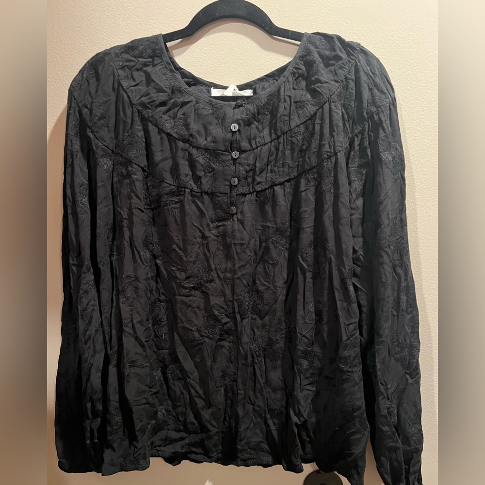 Dear John Black Textured Blouse
